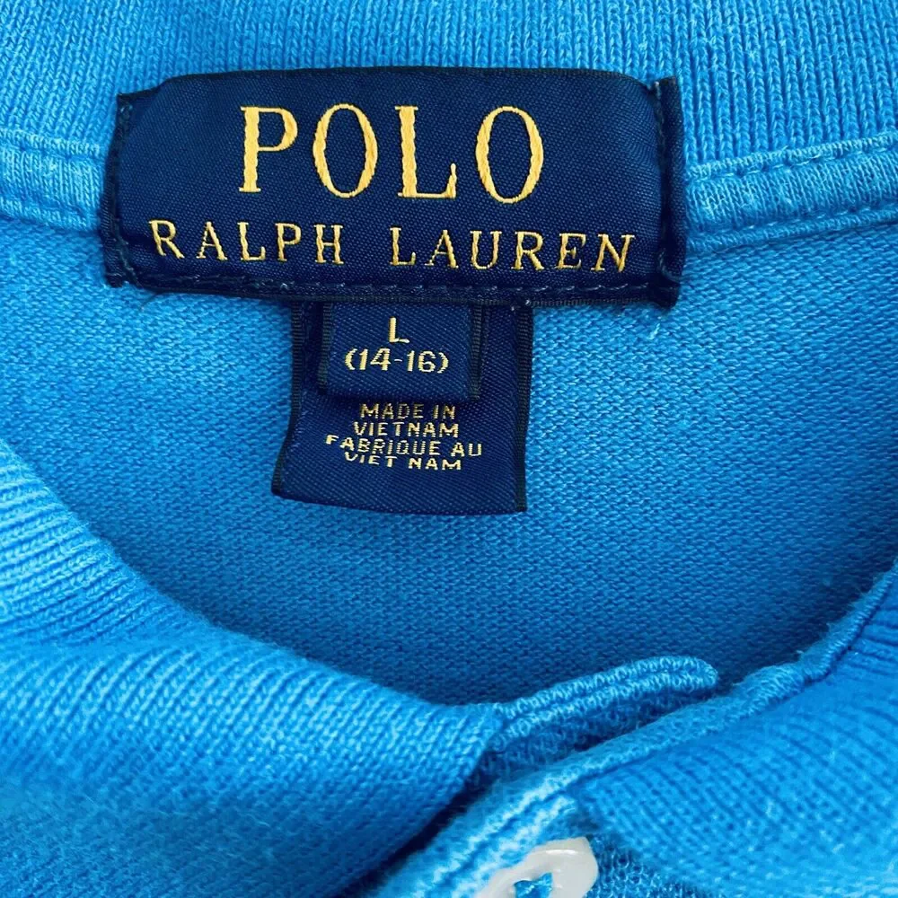 Polo Ralph Lauren Shirt Boys 14-16 Aqua Blue Golf Casual Cotton Pony Logo